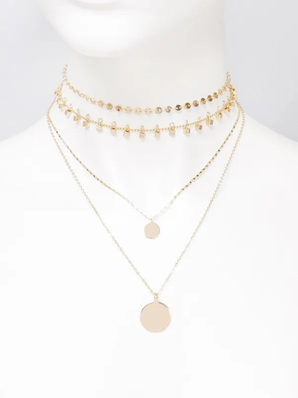 Disc Pendant And Choker 3 Pack Necklace sold by Collete Hayman