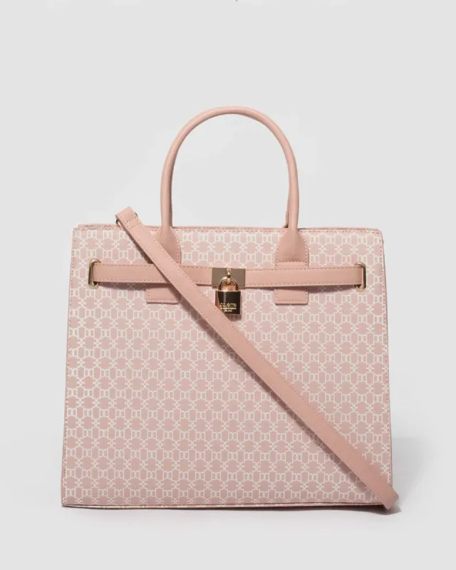 Pink Monogram Mila Lock Tote Bag sold by Collete Hayman