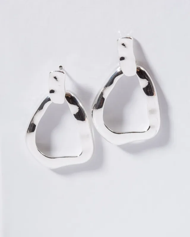 Silver Wavy Oval Drop Earrings sold by Collete Hayman