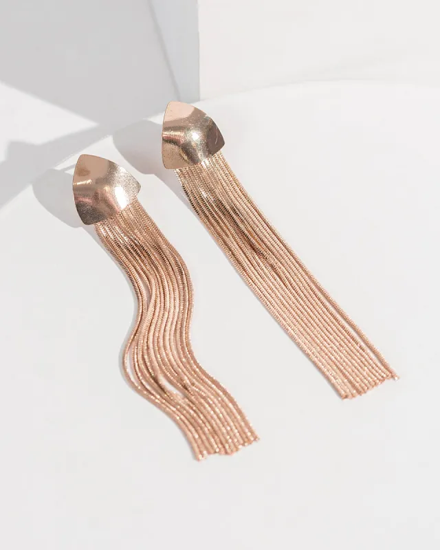 Rose Gold Tassle Triangle Stud Earrings sold by Collete Hayman
