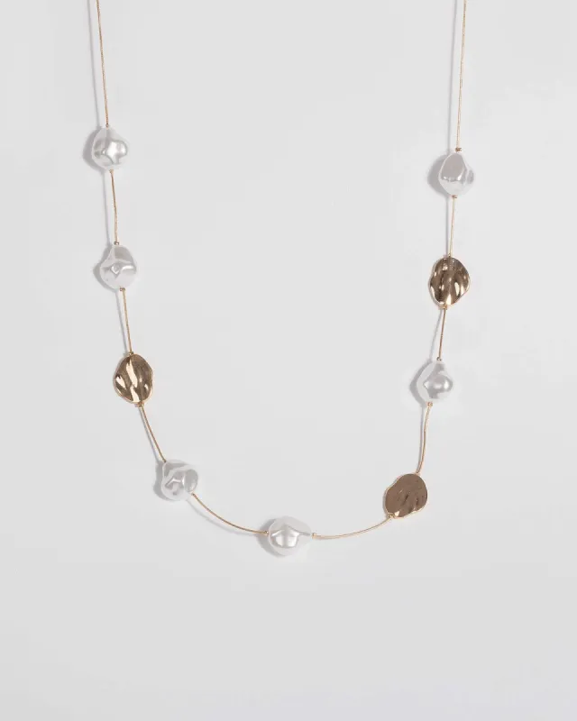 Gold Organic Pearl Necklace sold by Collete Hayman