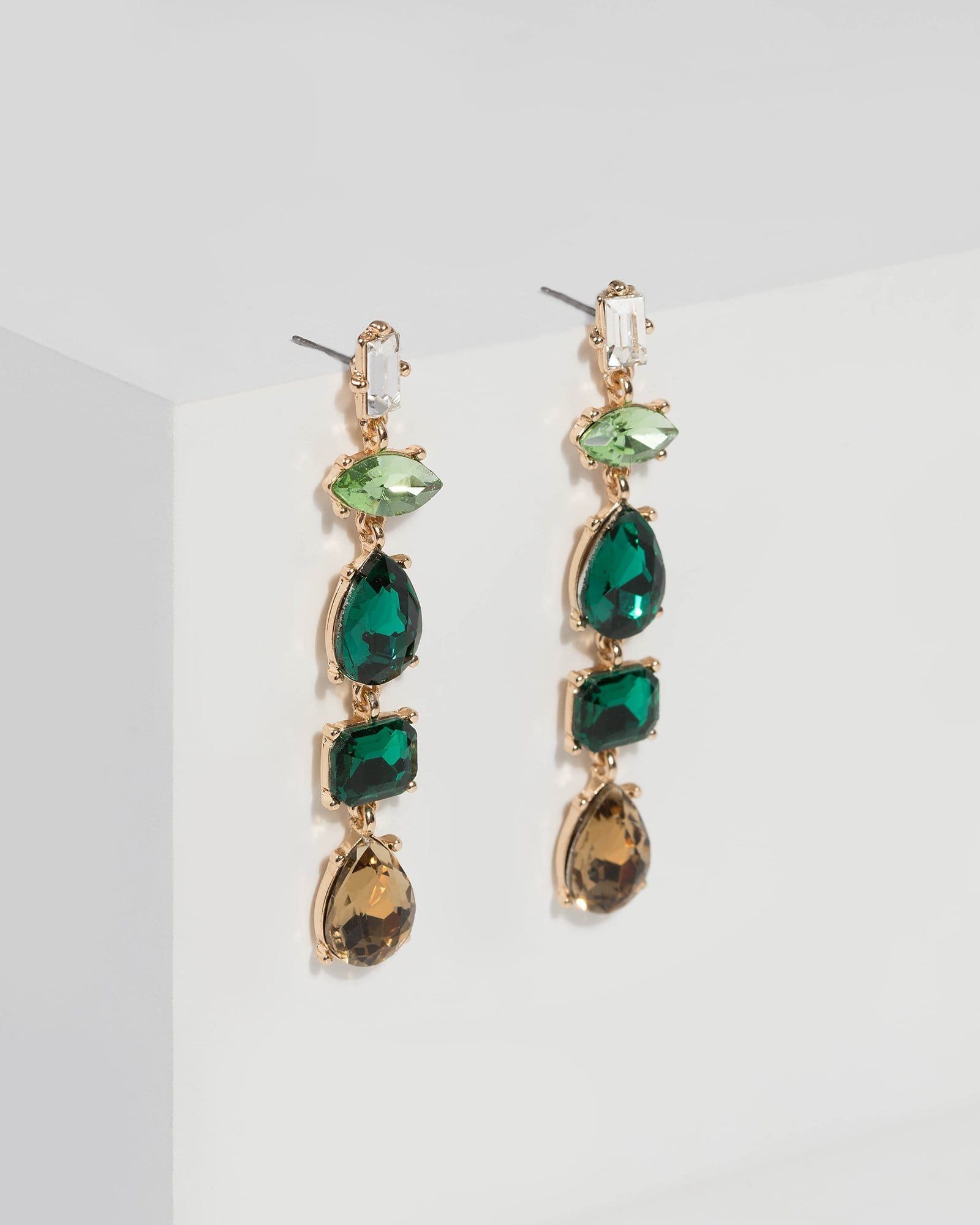 Emerald Drop Stone Earrings sold by Collete Hayman