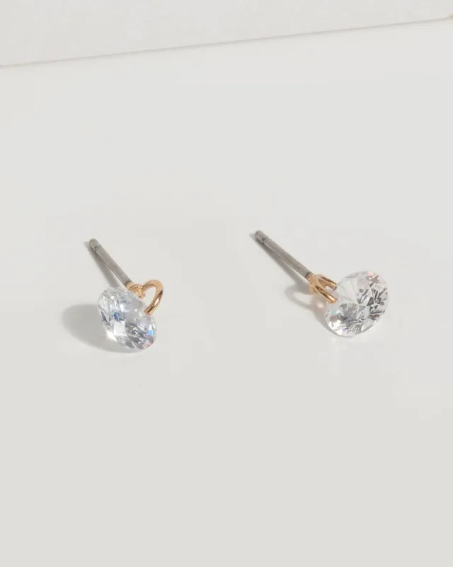 Gold Crystal Small Stud Earrings sold by Collete Hayman