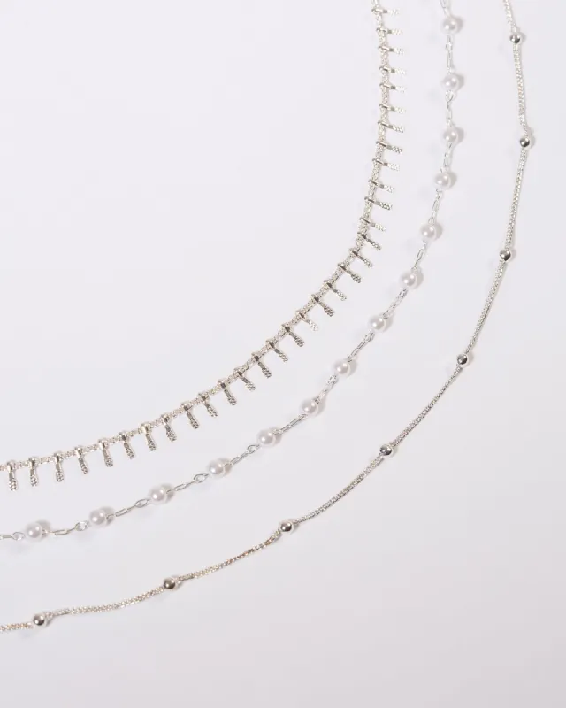 White Layered Pearly Chains Necklace sold by Collete Hayman