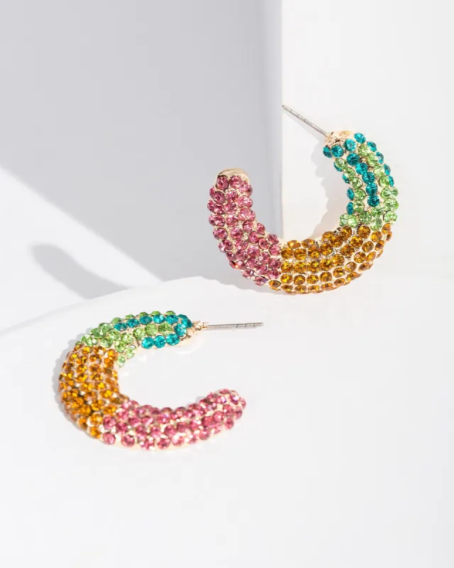 Multi Colour Crystal Around Hoop Earrings sold by Collete Hayman