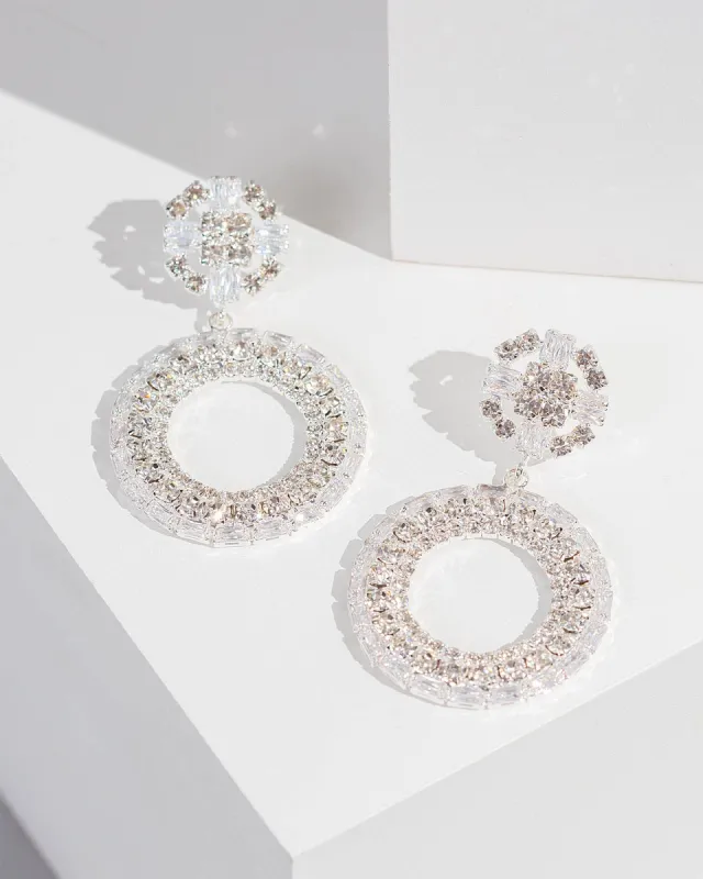 Crystal Diamond Disc Drop Stud Earrings sold by Collete Hayman