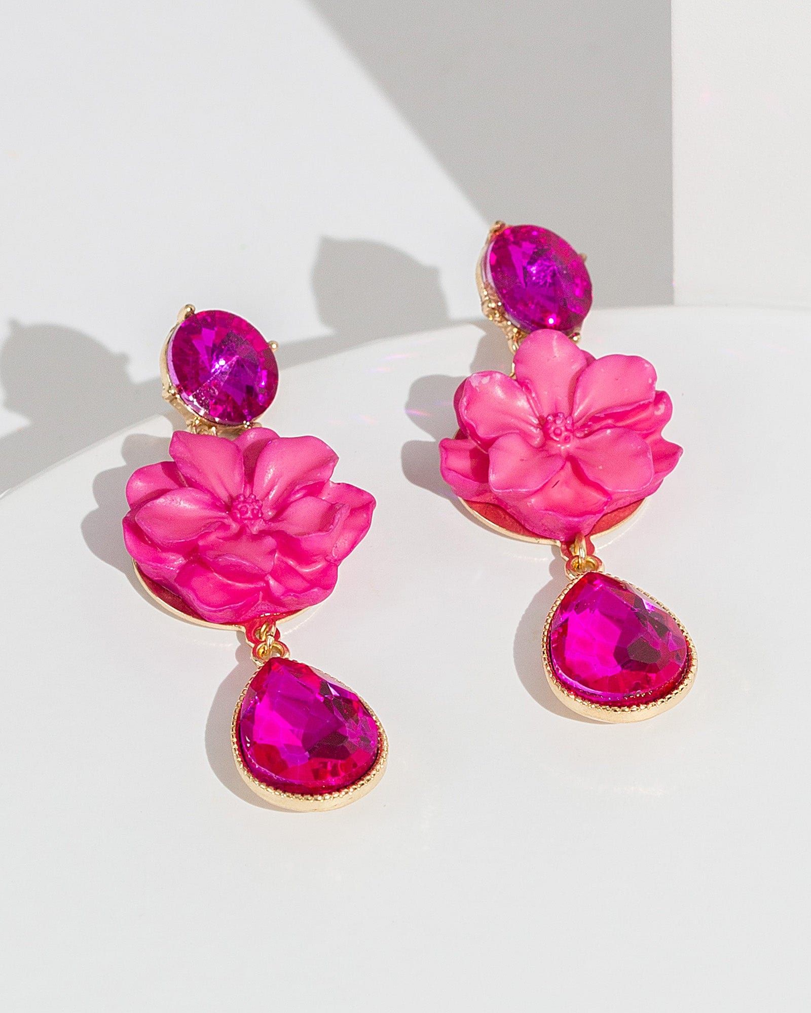 Pink Flower Crystal Earrings sold by Collete Hayman