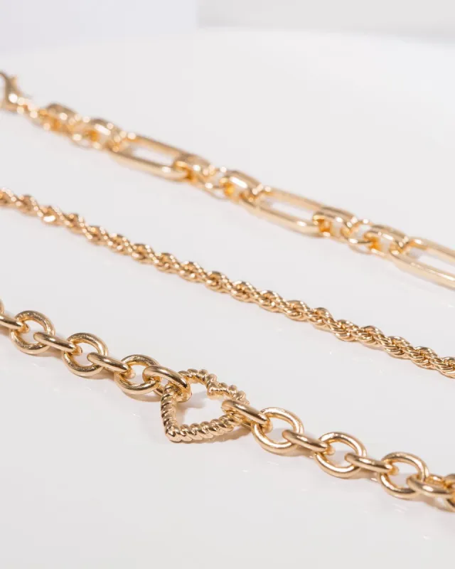 Gold Heart Chain Bracelet Pack sold by Collete Hayman