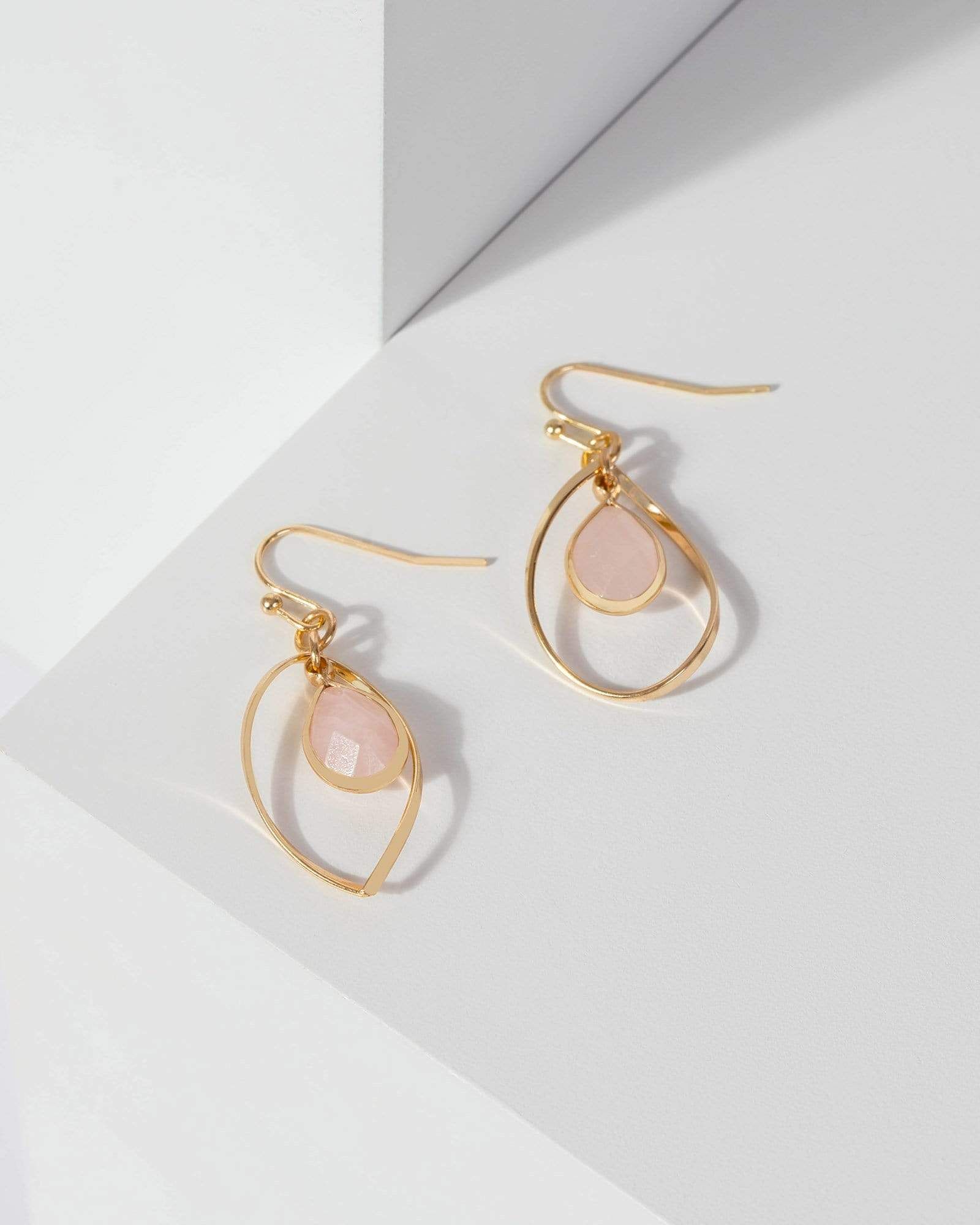 Pink Open Teardrop Crystal Drop Earrings sold by Collete Hayman