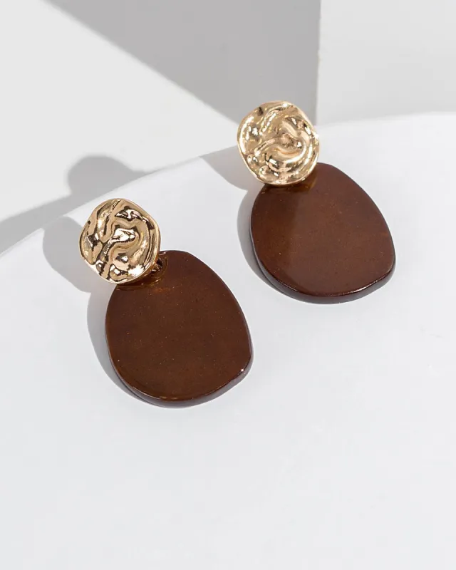Brown Organic Acrylic Drop Earrings sold by Collete Hayman