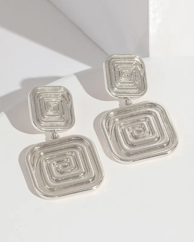 Silver Spiral Double Drop Square Earrings sold by Collete Hayman