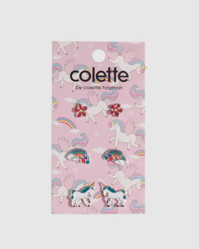 Unicorn and Rainbow Multi Stud Earrings sold by Collete Hayman