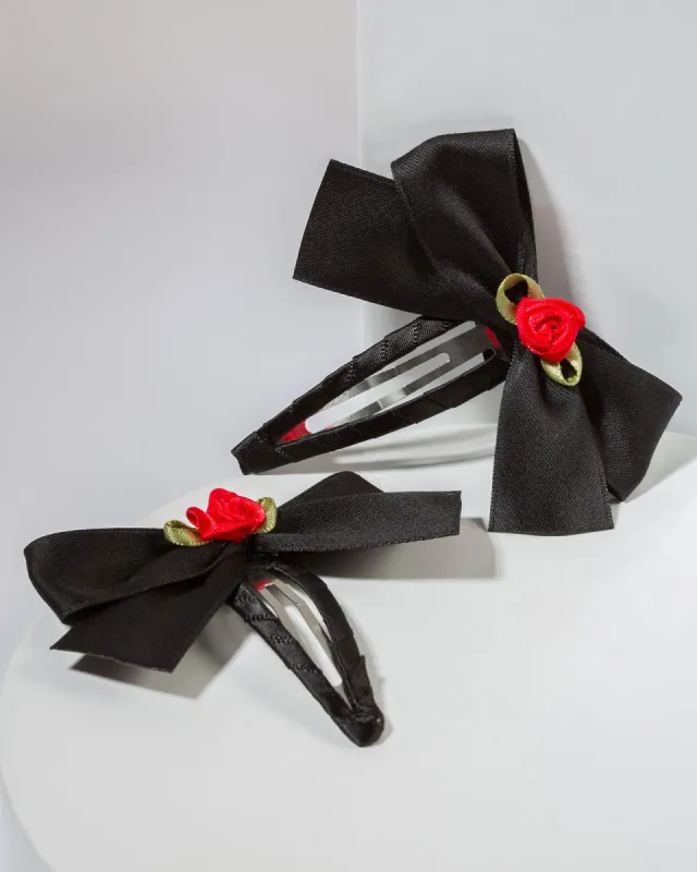 Black 2 Pack Rosette Bow Hair Clip sold by Collete Hayman