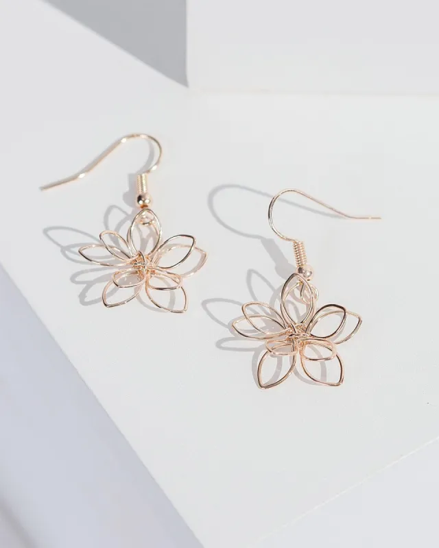 Rose Gold Wired Flower Hook Drop Earrings sold by Collete Hayman