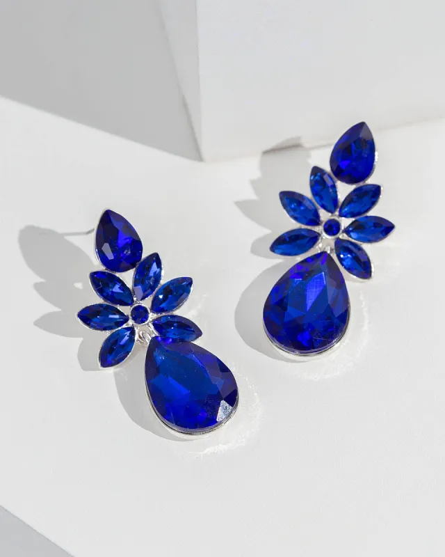 Navy Crystal Cluster Drop Earrings sold by Collete Hayman