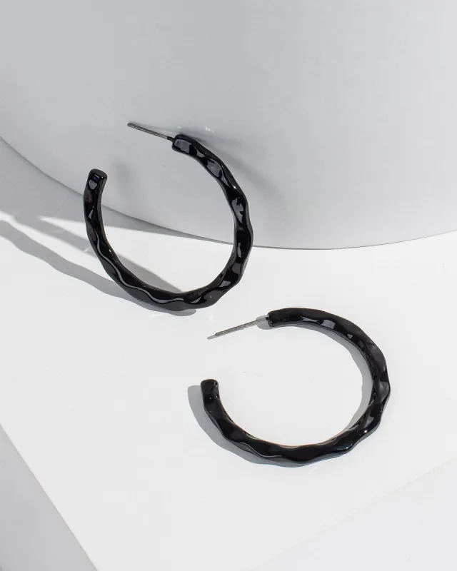 Black Covered Hoop Earrings sold by Collete Hayman
