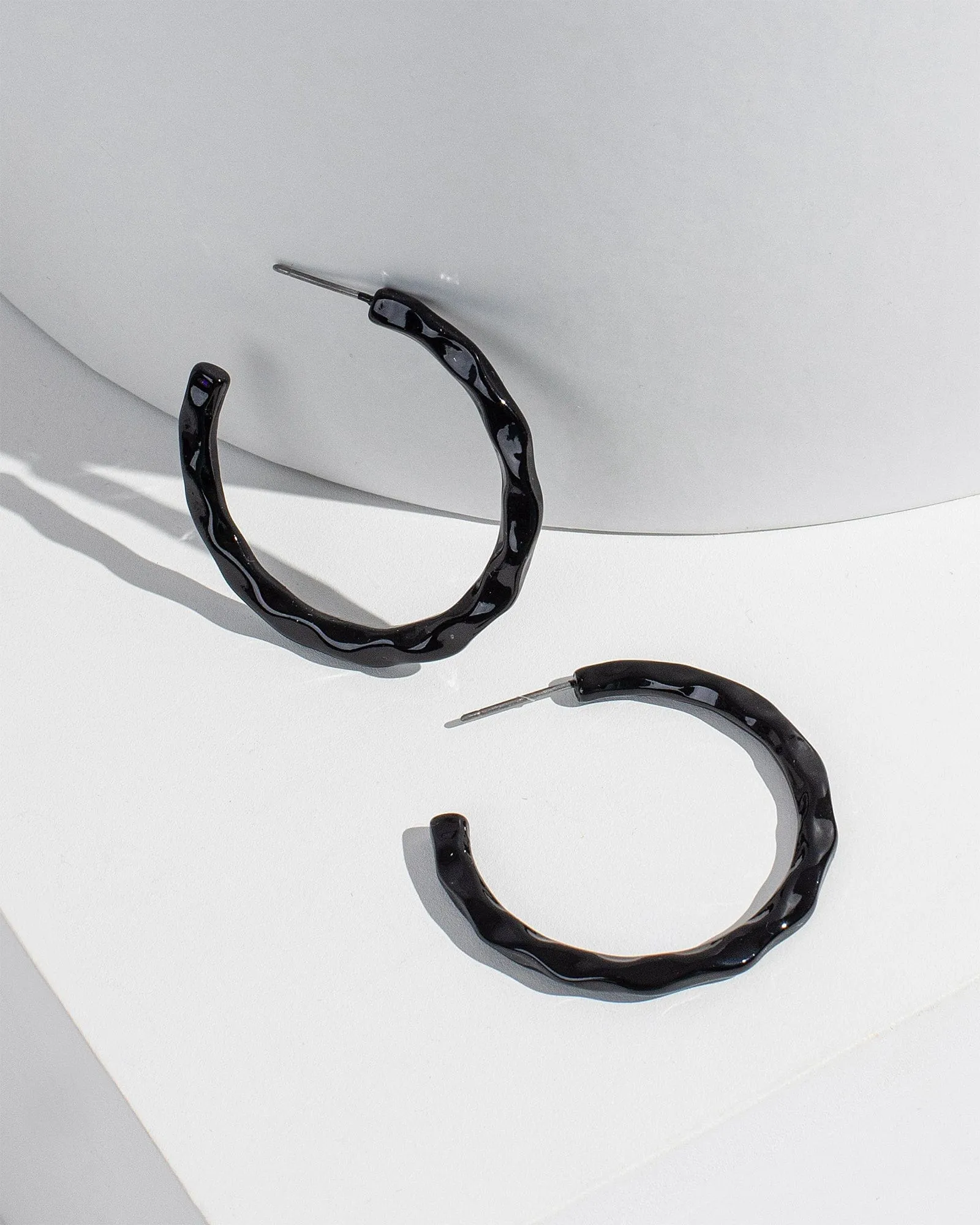 Black Covered Hoop Earrings sold by Collete Hayman