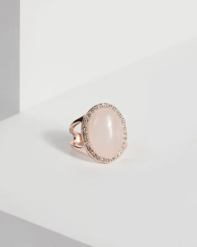 Pink Oval Pave Crystal Ring sold by Collete Hayman