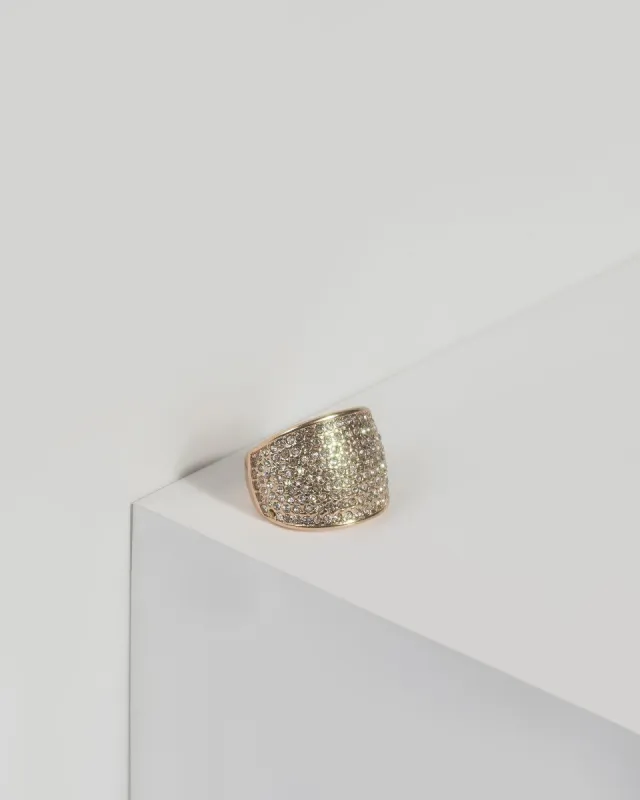 Gold Crystal Pave Dome Ring sold by Collete Hayman