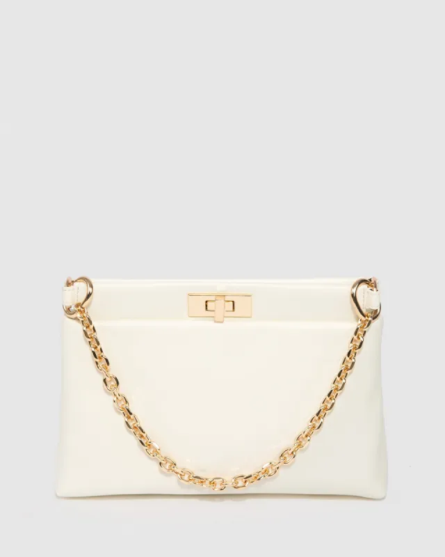 White Lorelie Chain Shoulder Bag sold by Collete Hayman