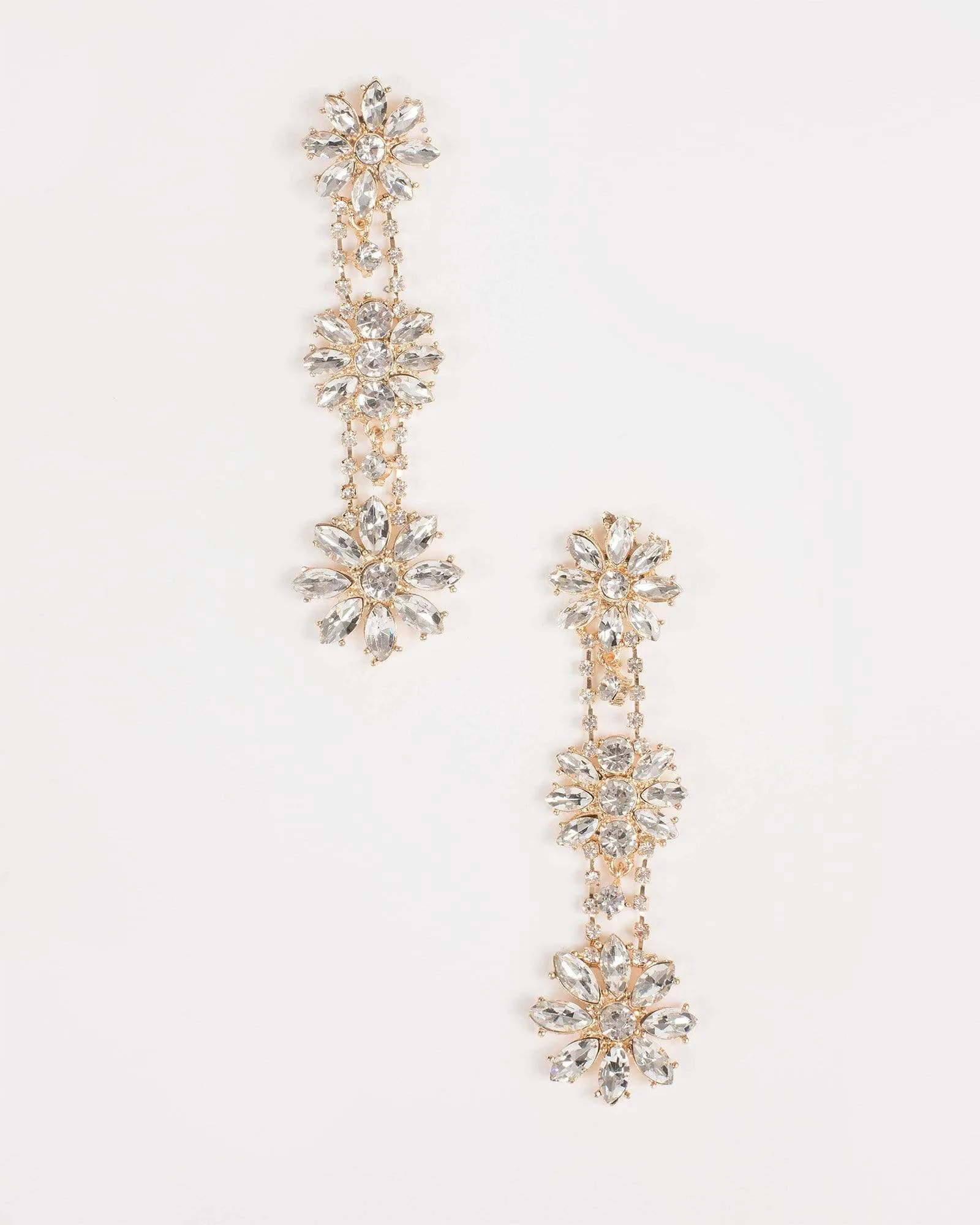 Diamante Flower Drop Stud Earrings sold by Collete Hayman
