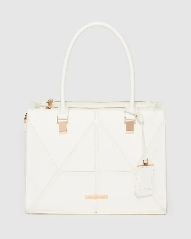 White Lucy Panel Tote Bag sold by Collete Hayman