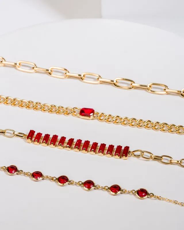 Red Rectangle & Circle Bracelet Pack sold by Collete Hayman