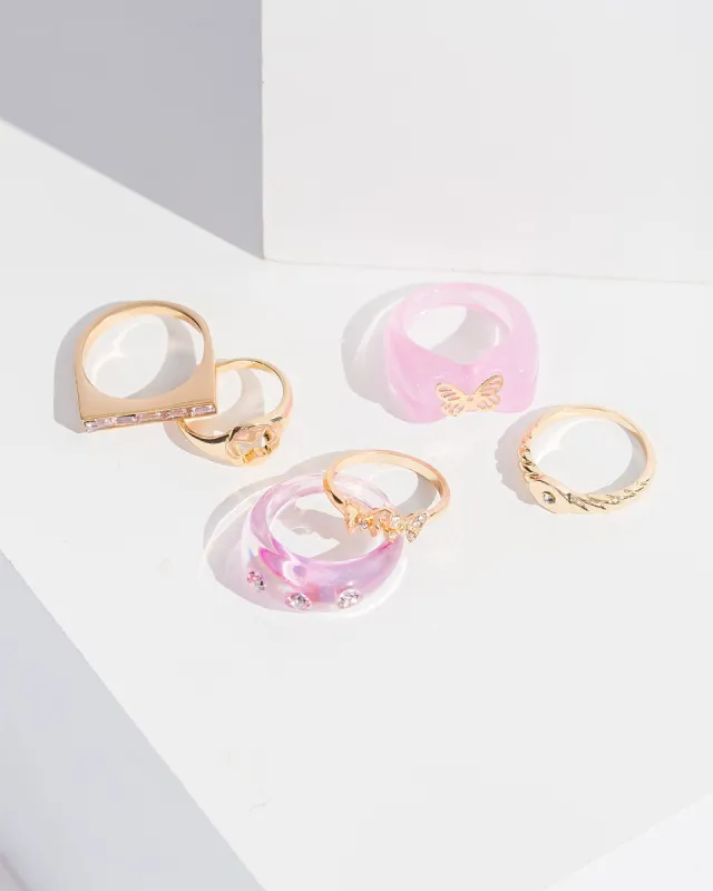 Pink Butterfly Resin Ring Pack sold by Collete Hayman