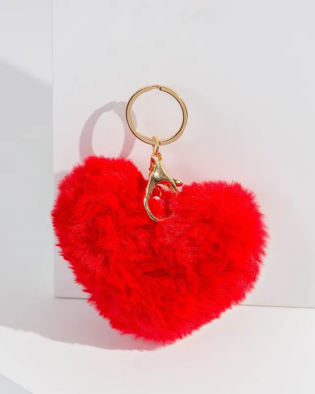 Red Love Heart Fluffy Keyring sold by Collete Hayman