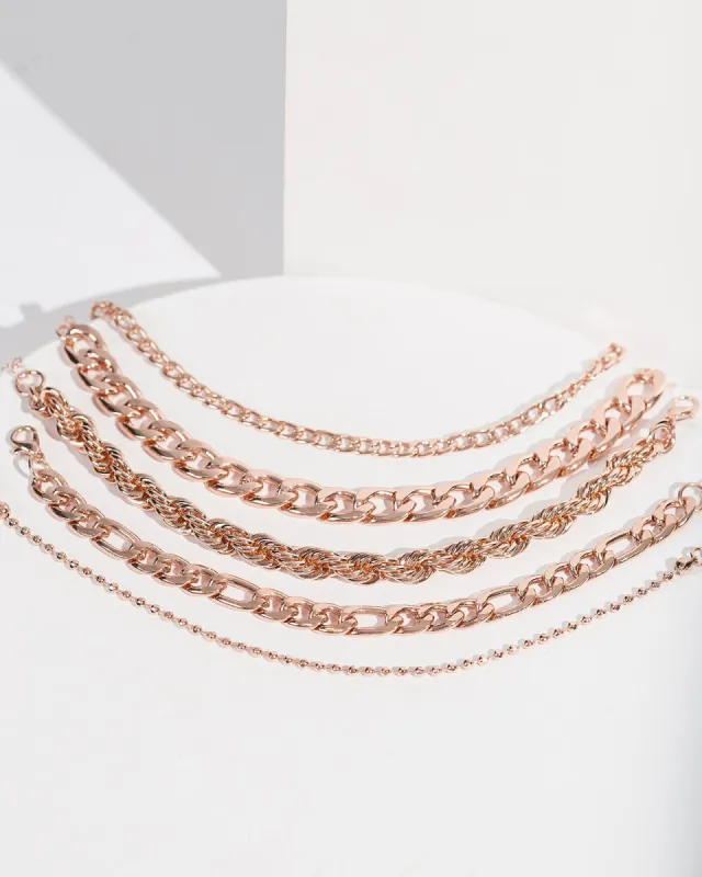 Rose Gold Multi Chain Bracelet Pack sold by Collete Hayman