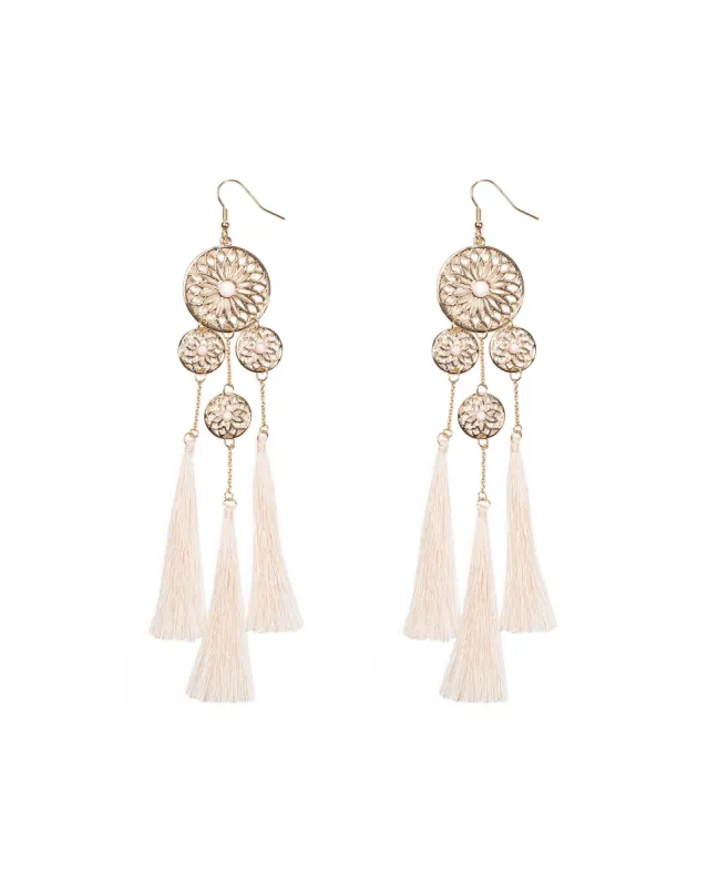 Filigree Circle Tassel Statement Earrings sold by Collete Hayman