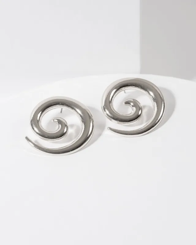 Silver Chunky Swirl Stud Earrings sold by Collete Hayman