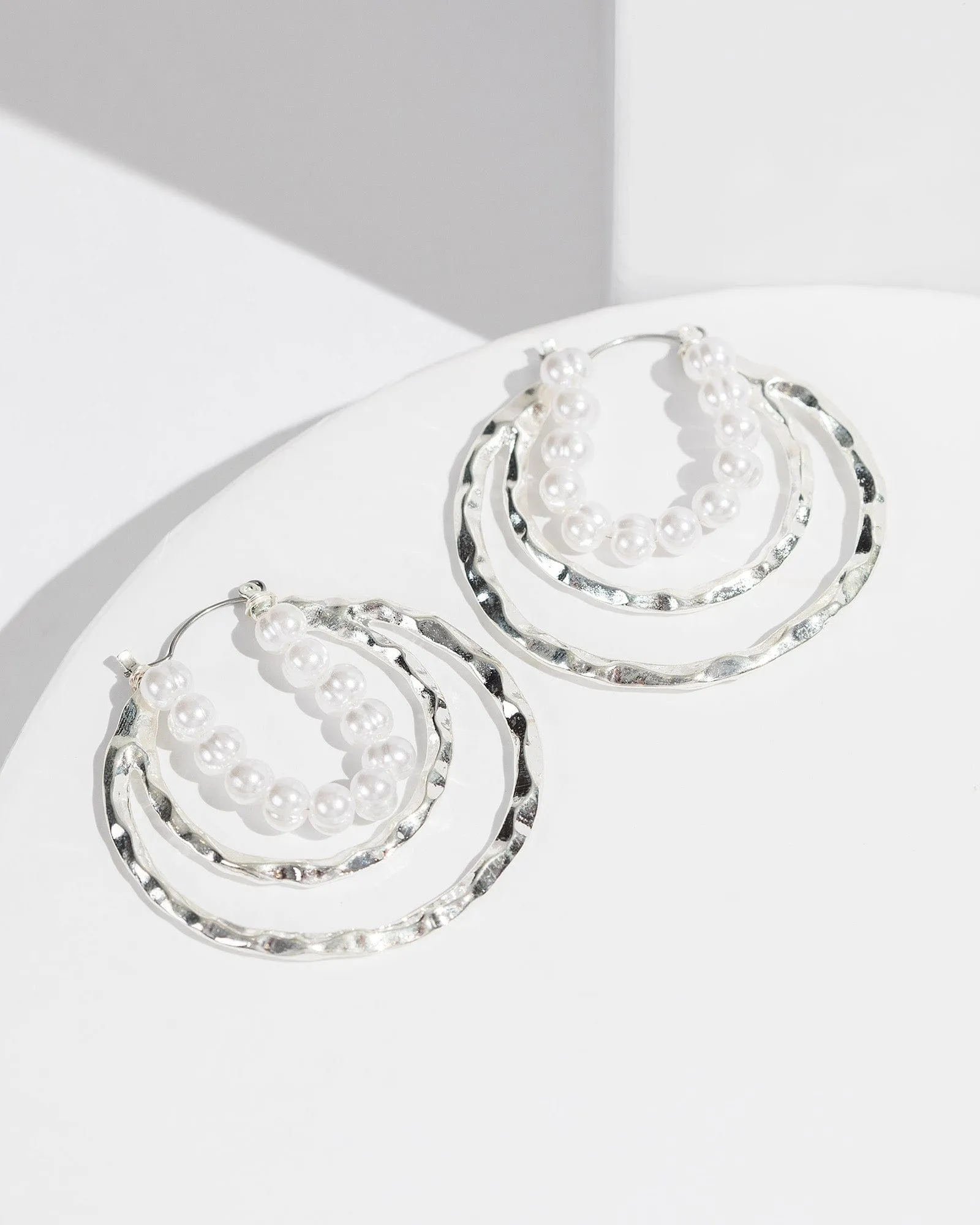 White Pearl Beaded Hoop Earrings sold by Collete Hayman product image thumbnail 2