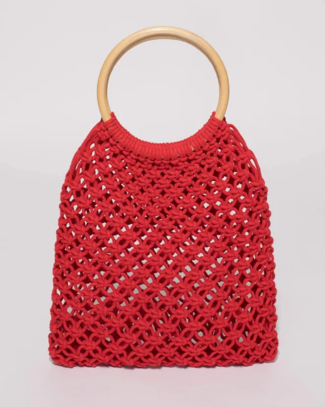 Red Crochet Cane Small Bag sold by Collete Hayman