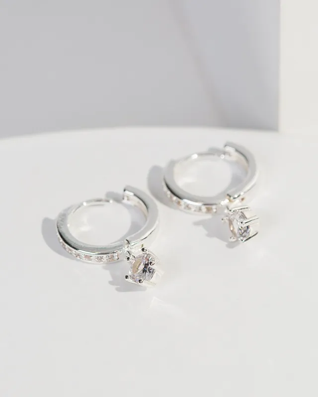 Silver Cubic Zirconia Huggie Hoop Earrings sold by Collete Hayman