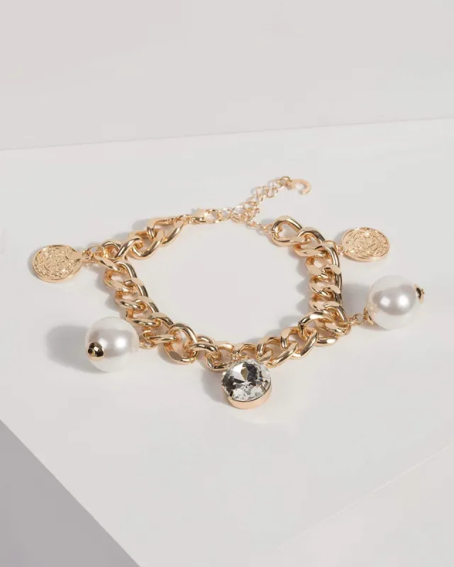 Gold Pearl and Coin Bracelet sold by Collete Hayman