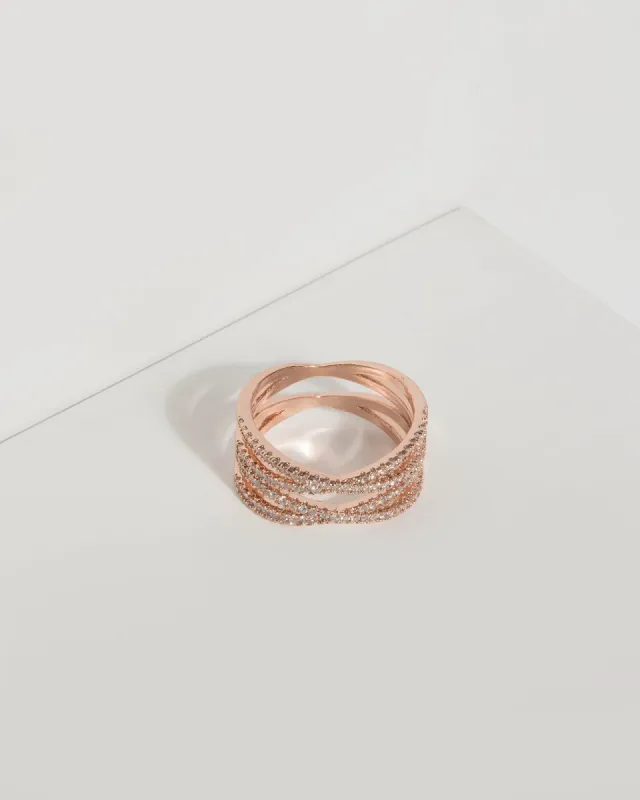 Rose Gold Fine Diamante Cross Ring sold by Collete Hayman