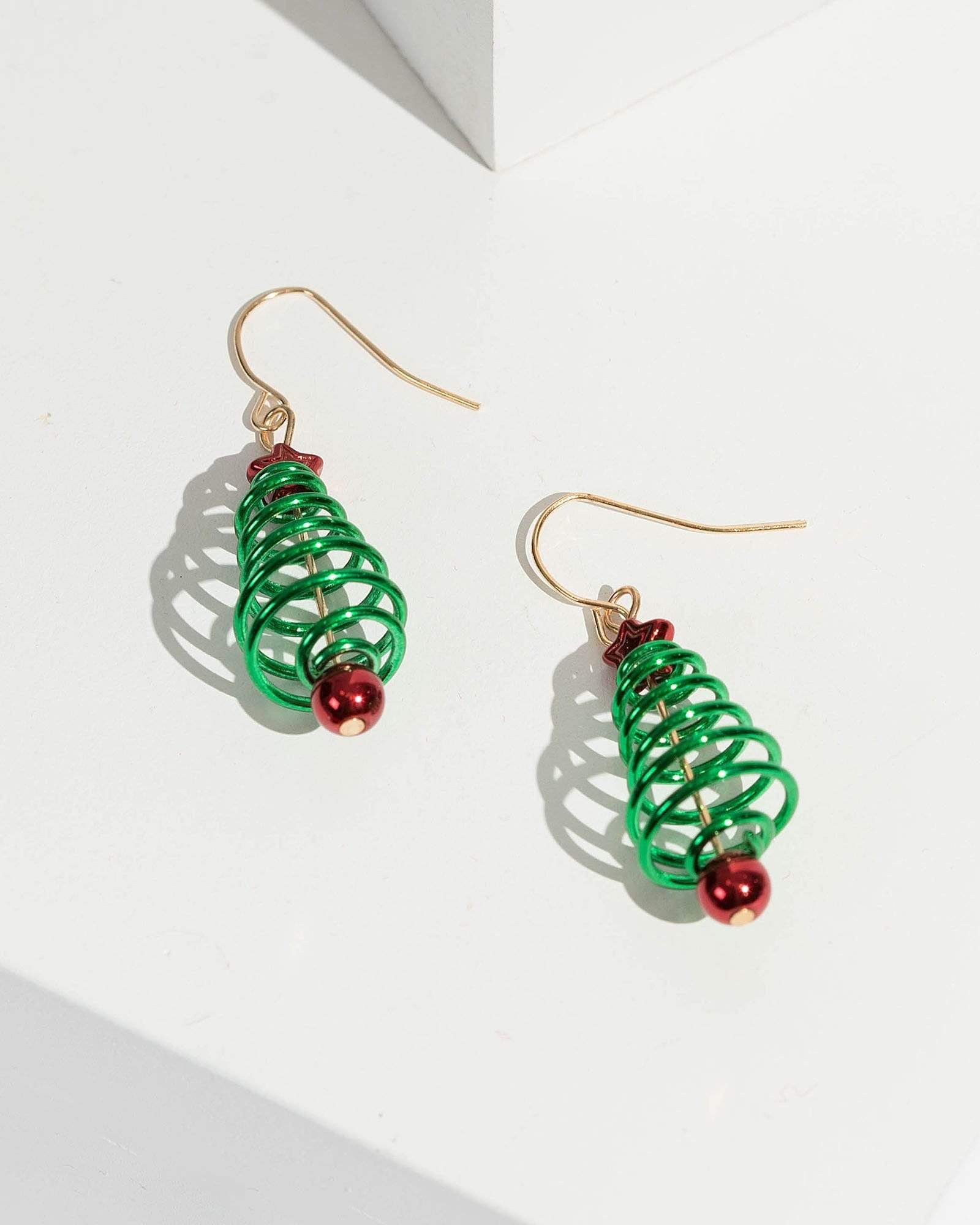 Spiral Christmas Tree Drop Earrings sold by Collete Hayman product image thumbnail 3