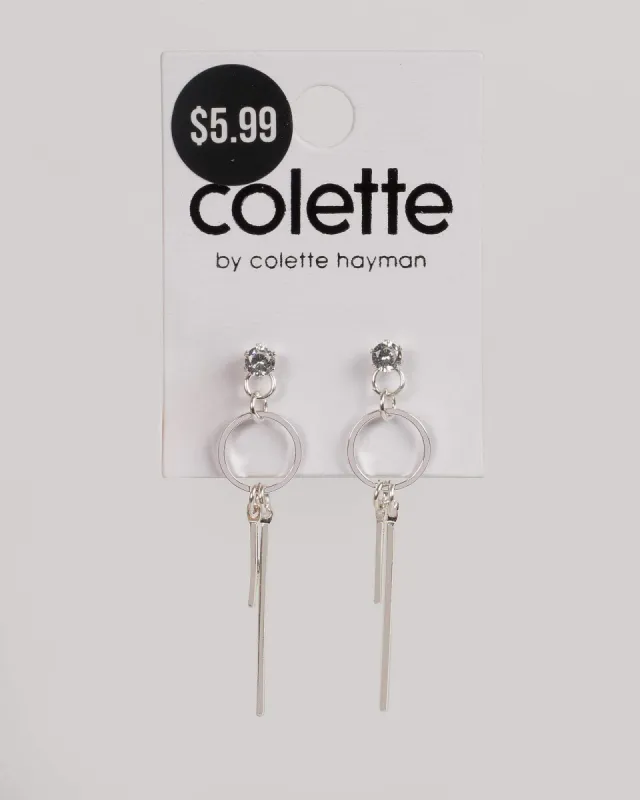 Silver Tone Diamante Disc Fine Drop Earrings sold by Collete Hayman