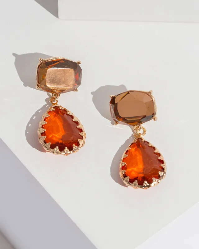 Brown Crystal Drop Earrings sold by Collete Hayman