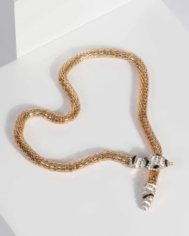 Gold Snake Lariat Necklace sold by Collete Hayman