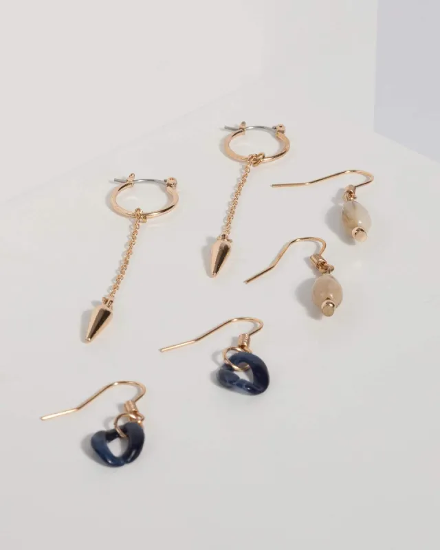 Gold Beaded Drop Small Hoop Earrings sold by Collete Hayman