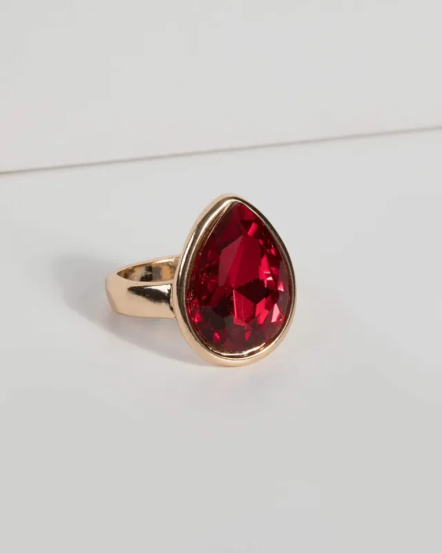 Red Crystal Cocktail Ring sold by Collete Hayman
