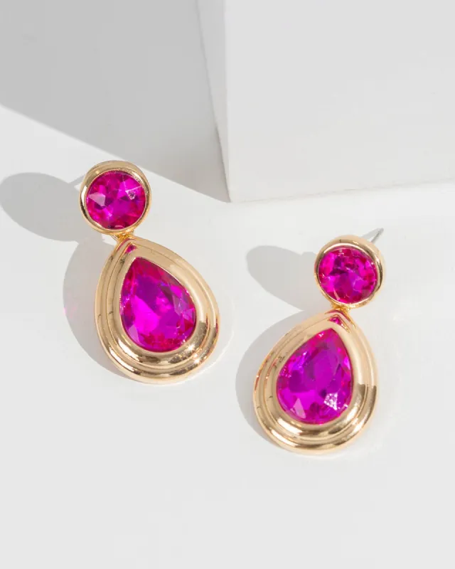 Pink Framed Tear Drop Earrings sold by Collete Hayman