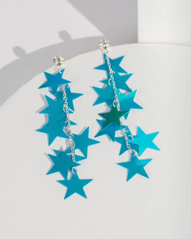 Blue Multi Star Tassel Detail Drop Earrings sold by Collete Hayman