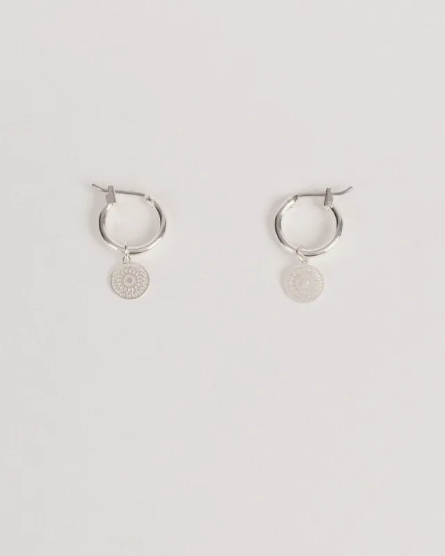 Silver Disc Drop Hoop Earrings sold by Collete Hayman