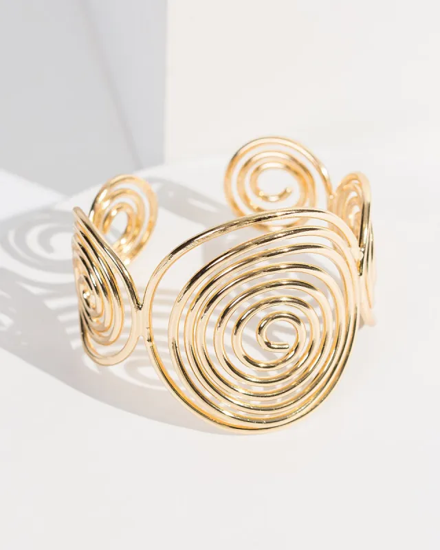 Gold Spiral Statement Cuff Bracelet sold by Collete Hayman