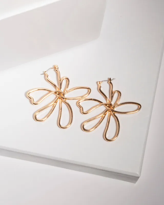 Gold Lined Flower Statement Earrings sold by Collete Hayman