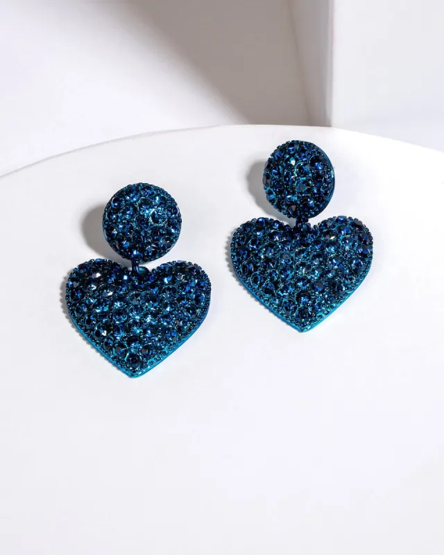 Blue Crystal Heart Earrings sold by Collete Hayman