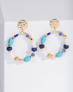 Blue Beaded Oval Drop Earrings sold by Collete Hayman